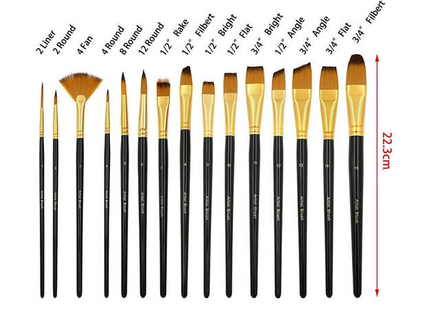 Профессиональный набор кистей для рисования Worison 15 шт. в футляре - Фото 2