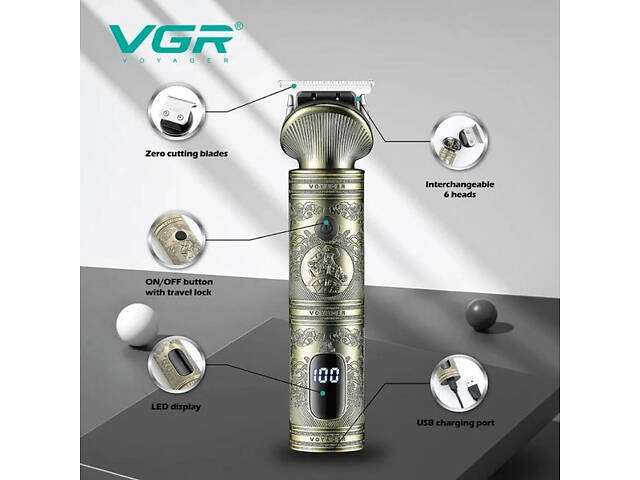 Професійний набір/машинка для стрижки волосся 6 в 1 VGR V-106, бритва триммер для бороди - Фото 7
