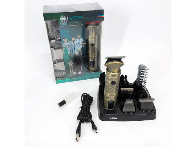 Професійний набір/машинка для стрижки волосся 6 в 1 VGR V-106, бритва триммер для бороди - Фото 9