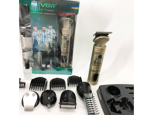 Професійний набір/машинка для стрижки волосся 6 в 1 VGR V-106, бритва триммер для бороди - Фото 23