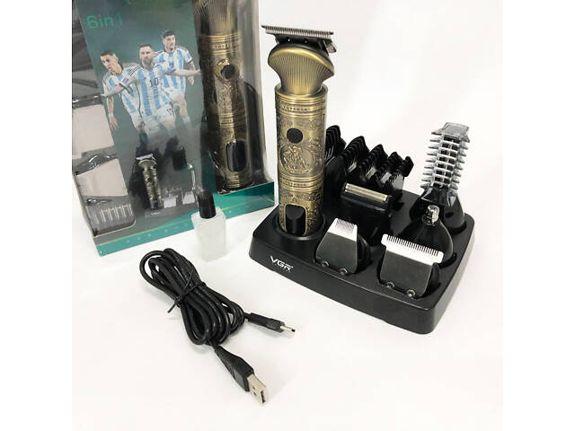 Професійний набір/машинка для стрижки волосся 6 в 1 VGR V-106, бритва триммер для бороди - Фото 24
