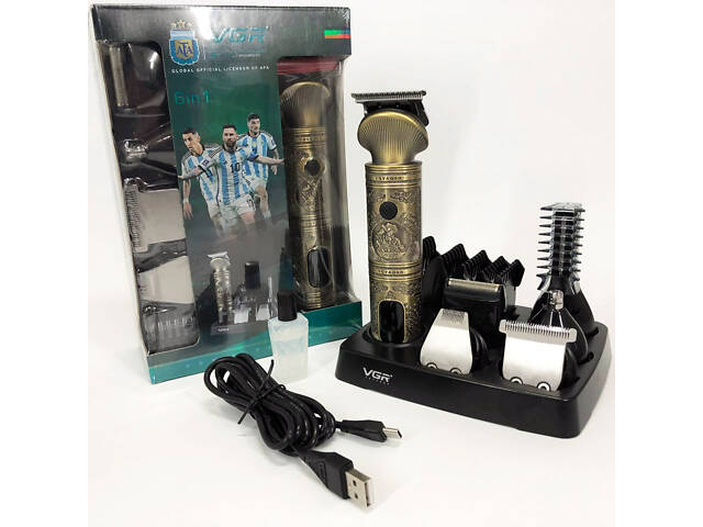 Професійний набір/машинка для стрижки волосся 6 в 1 VGR V-106, бритва триммер для бороди - Фото 25
