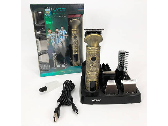 Професійний набір/машинка для стрижки волосся 6 в 1 VGR V-106, бритва триммер для бороди - Фото 29