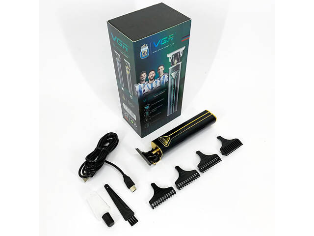 Професійна акумуляторна машинка для стрижки VGR V-009 тример для бороди та вусів. Колір: золотий - Фото 3