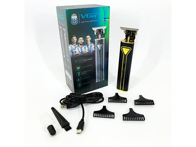 Професійна акумуляторна машинка для стрижки VGR V-009 тример для бороди та вусів. Колір: золотий - Фото 7