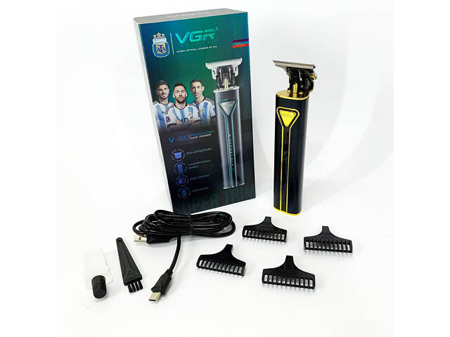 Професійна акумуляторна машинка для стрижки VGR V-009 тример для бороди та вусів. Колір: золотий - Фото 8