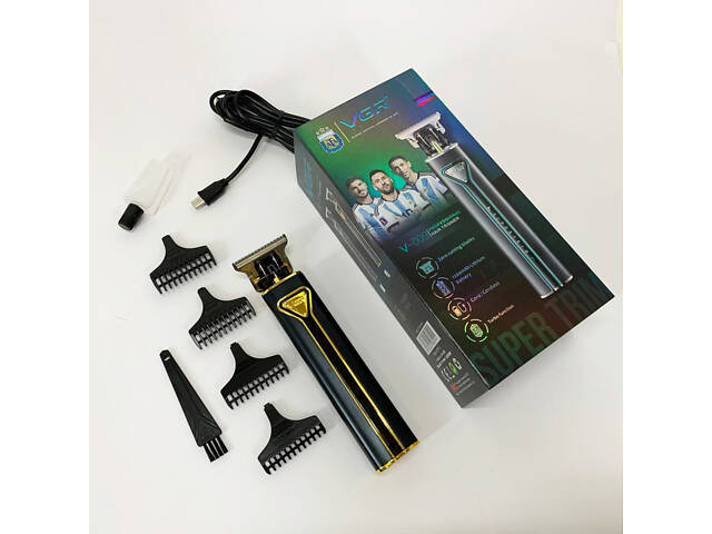 Професійна акумуляторна машинка для стрижки VGR V-009 тример для бороди та вусів. Колір: золотий - Фото 10