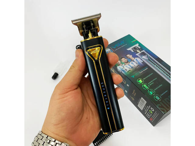 Професійна акумуляторна машинка для стрижки VGR V-009 тример для бороди та вусів. Колір: золотий - Фото 13