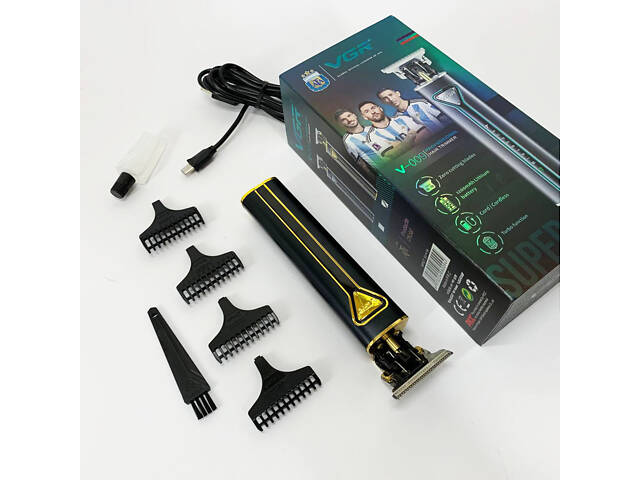 Професійна акумуляторна машинка для стрижки VGR V-009 тример для бороди та вусів. Колір: золотий - Фото 14