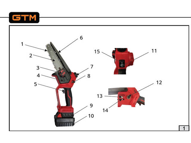 Професійна акумуляторна ланцюгова пила GTM CS18/127BL без АКБ і ЗП в кейсі (3516) - Фото 5