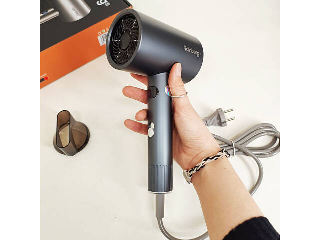 Професійний фен для волосся з іонізацією Rainberg RB-2253 2000Вт Gray - Фото 2