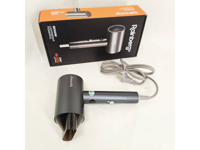 Професійний фен для волосся з іонізацією Rainberg RB-2253 2000Вт Gray - Фото 3