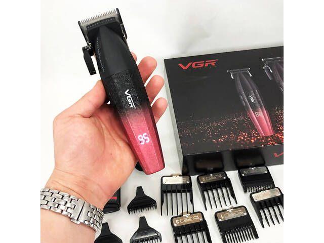 Професійний набір для стрижки волосся VGR V-640 акумуляторний Barber Combo PREMIUM. Колір: червоний - Фото 7