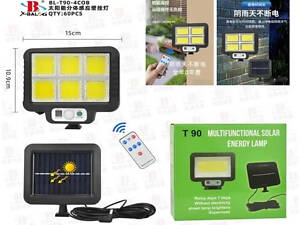 Прожектор акумуляторний світлодіодний з сон. панелю BL-T90-6COB