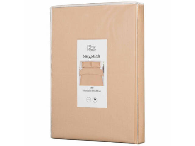 Простирадло Ardesto Mix&Match 100% бавовна, сатин бежевий 240х260 см (ART2426FSI) - Фото 2