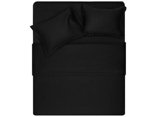 Простирадло Ardesto Mix&Match Premium 100% бавовна, сатин чорний 180х240 см (ART1824FSL) - Фото 10