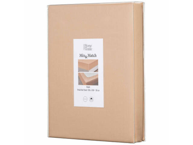 Простирадло Ardesto на гумці Mix&Match, 100% бавовна, сатин бежевий 160х200+30 см (ART1620FSI) - Фото 6