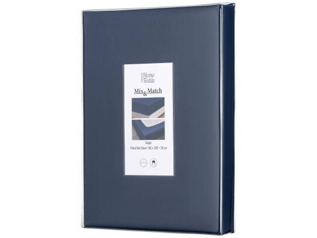 Простирадло Ardesto на гумці Mix&Match, 100% бавовна, сатин синій 160х200+30 см (ART1620FSN) - Фото 3