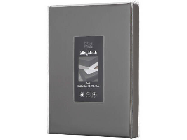 Простирадло Ardesto на гумці Mix&Match Premium, 100% бавовна, сатин сірий 180х200+30 см (ART1820FSY) - Фото 2