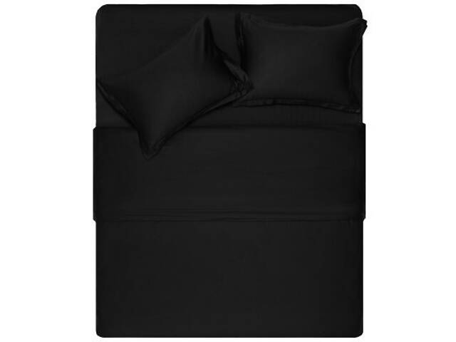 Простирадло Ardesto на гумці Mix&Match Premium, 100% бавовна, сатин чорний 180х200+30 см (ART1820FSL) - Фото 1