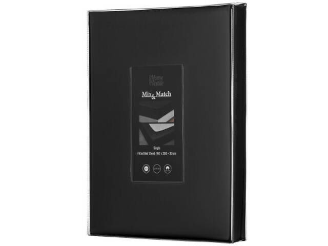 Простирадло Ardesto на гумці Mix&Match Premium, 100% бавовна, сатин чорний 180х200+30 см (ART1820FSL) - Фото 7