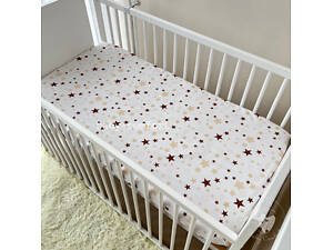 Простынь на резинке Baby Comfort 120*60 см бязь Звездочки бежевые