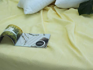 Простынь-покрывало пике 160х235 см. Клетка желтая