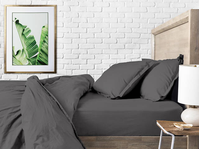 Простирадло односпальне COSAS SMOKY CS1 Ранфорс 155х240 см сірий - Фото 4