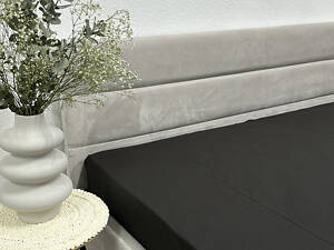 Простыня на резинке Ecotton 140х200 см фланель из хлопка Black черный.