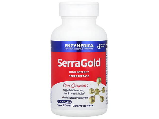 Протеолитические ферменты, SerraGold, Enzymedica, серрапептаза для сердца, 120 капсул Протеолитические ферменты, SerraGold, Enzymedica, серрапептаза для сердца, 120 капсул