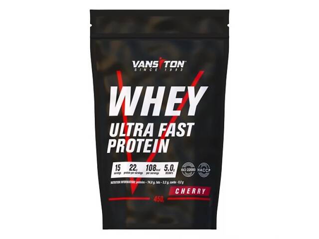 Протеин Vansiton Whey Ultra Fast Protein 450 г Вишня (1105-670607) - Фото 1