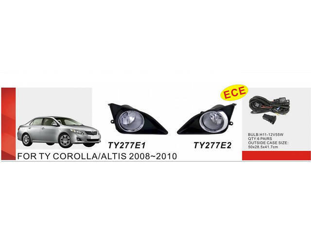 Противотуманки 2007-2010 (2 шт, галогенные) для Toyota Corolla