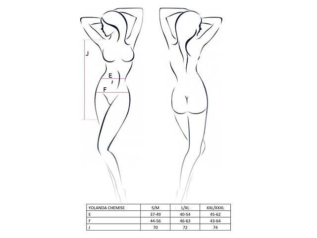 Прозора сорочка з довгим рукавом YOLANDA CHEMISE black S/M - Passion, трусики Feromon - Фото 2