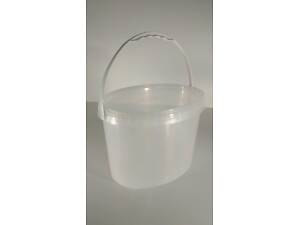 Прозрачное пластиковое ведро для продуктов с крышкой овальное (V= 11л.), 40 шт/пач