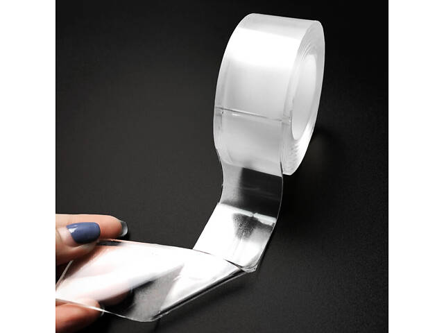 Прозорий двосторонній скотч RESTEQ 30 мм x 1 мм — універсальна стрічка 5 метрів для кріплення предметів - Фото 4