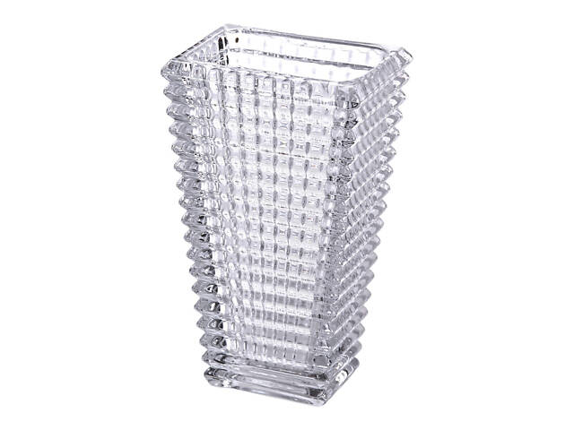 Прямокутна декоративна ваза для квітів із скла, 17 см. - Фото 1