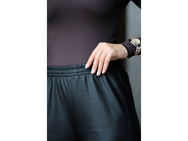 Прямі шкіряні штани на хутрі 'Choice' | Норма та батал Чорний, 46-48 - Фото 10