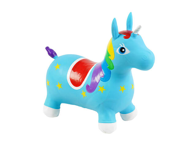 Прыгун лошадка Jin Jia Tai Единорог 59х25х50 см Голубой (137424) - Фото 1