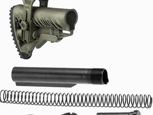 Приклад для M16/M4/AR15 FAB Defense Олива + Комплект буфера Чорний