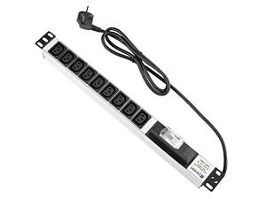 Пристрій розподілу електроживлення MIRSAN 1U, блок 9хC13, без вимикача