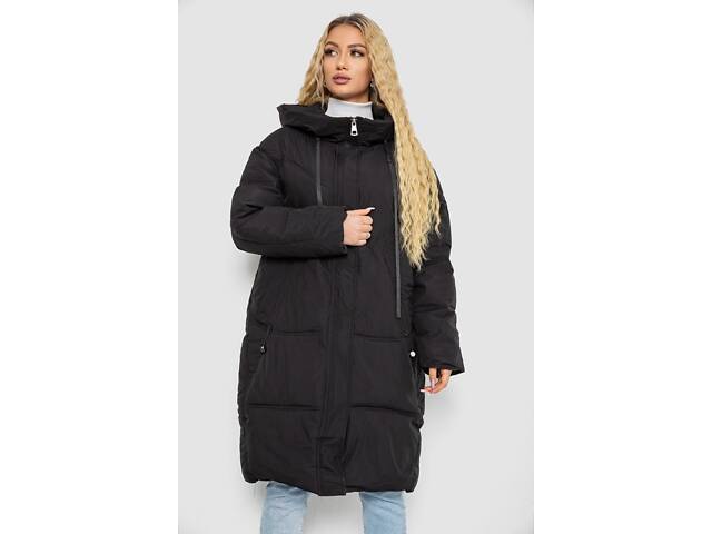 Пуховик жіночий зимовий, колір чорний, 243R8801 - Фото 1