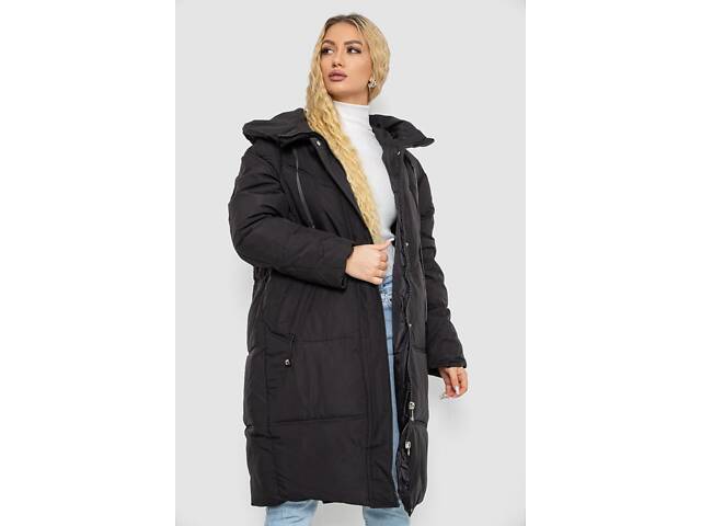Пуховик жіночий зимовий, колір чорний, 243R8801 - Фото 2