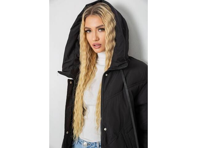 Пуховик жіночий зимовий, колір чорний, 243R8801 - Фото 9