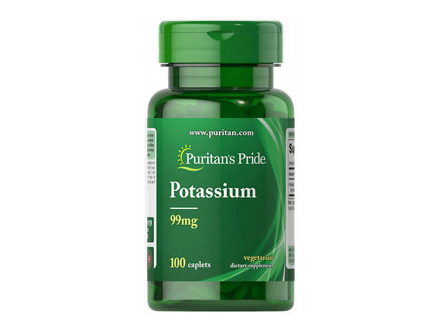 Puritan's Pride Potassium 99 mg (100 caplets) - Фото 1