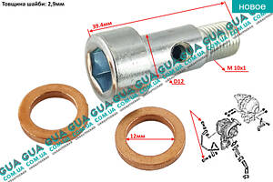 Пустотелый болт / винт трубки подачи масла в турбину ( маслопровода турбины ) M1.0 10 х 10 / 30 98910002021 Citroen / СИ