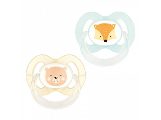 Пустушка Baby-Nova Forest Animals 6-18 міс. персикова/бірюзова 2 шт (3962321) - Фото 1