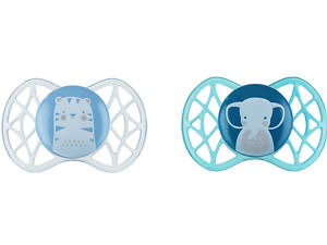 Пустышка Nuvita NV7066 Air55 Explorer ортодонтическая 0m+ (тигр, слон) 2шт (NV7066M)
