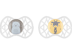 Пустышка Nuvita NV7086 Air55 Explorer ортодонтическая 6m+ (мишка, жираф) 2шт (NV7086N)