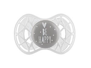 Пустышка ортодонтическая Nuvita NV7084 Air55 Cool 6m+ &quot;BE HAPPY&quot; жемчужно-серая (NV7084PG)