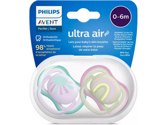 Пустышка Philips AVENT Ultra Air, 0-6 міс. 2 шт (SCF085/59) - Фото 3